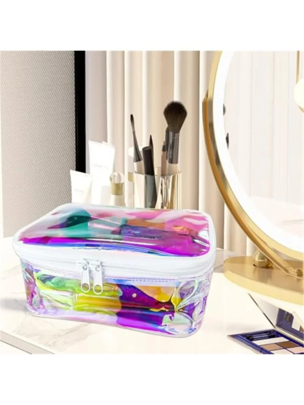Holographic Clear Makeup Bags Bulk,Clear Storage Bag Toiletry Pocket